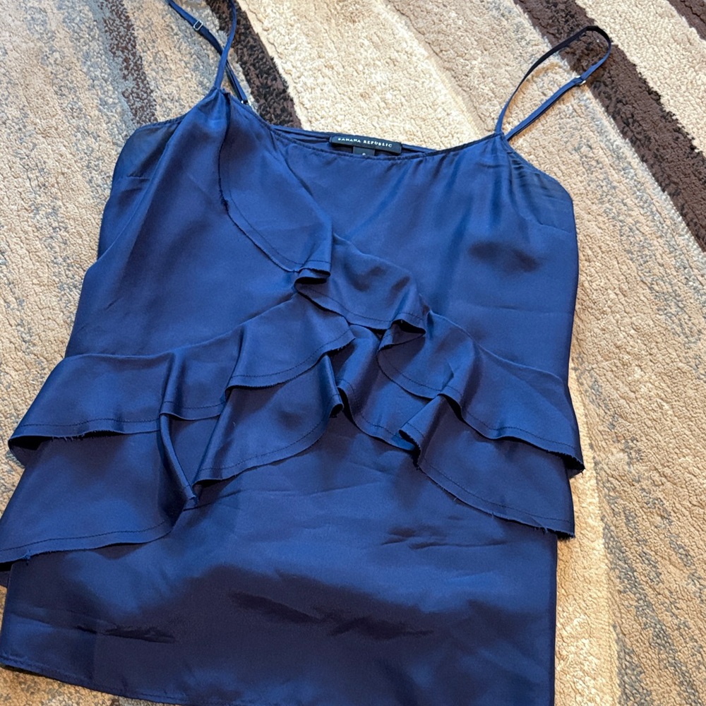 Banana Republic Deep Blue Ruffled Camisole